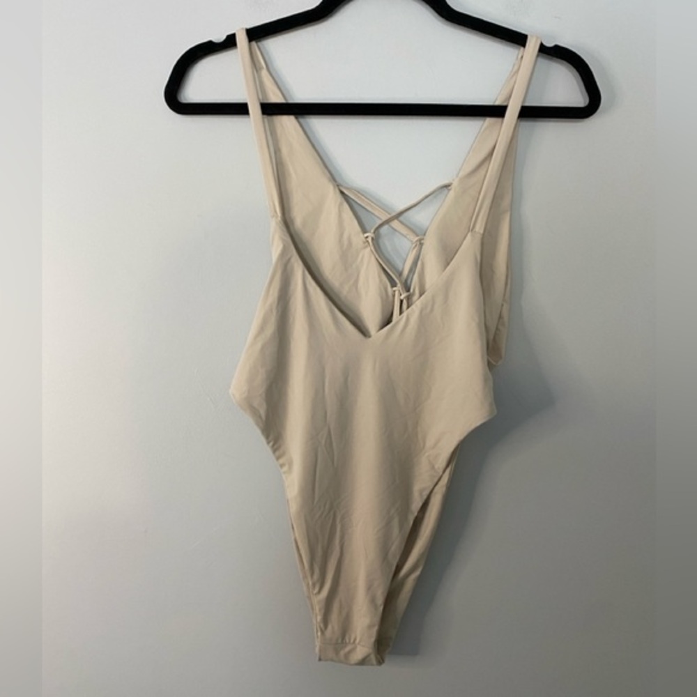 Myra Swim Hendrix Nude Cream Lace Up One Piece Bathing Suit - Picture 6 of 7